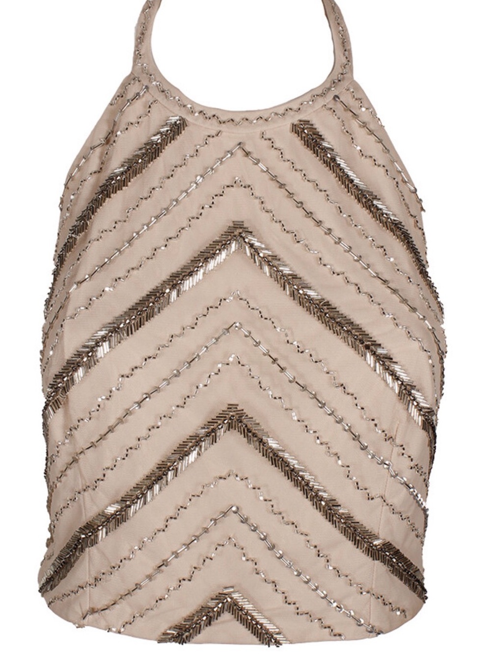 Aidan by Aidan Mattox Cream Chevron Halter Crop Top - Picture 2 of 11